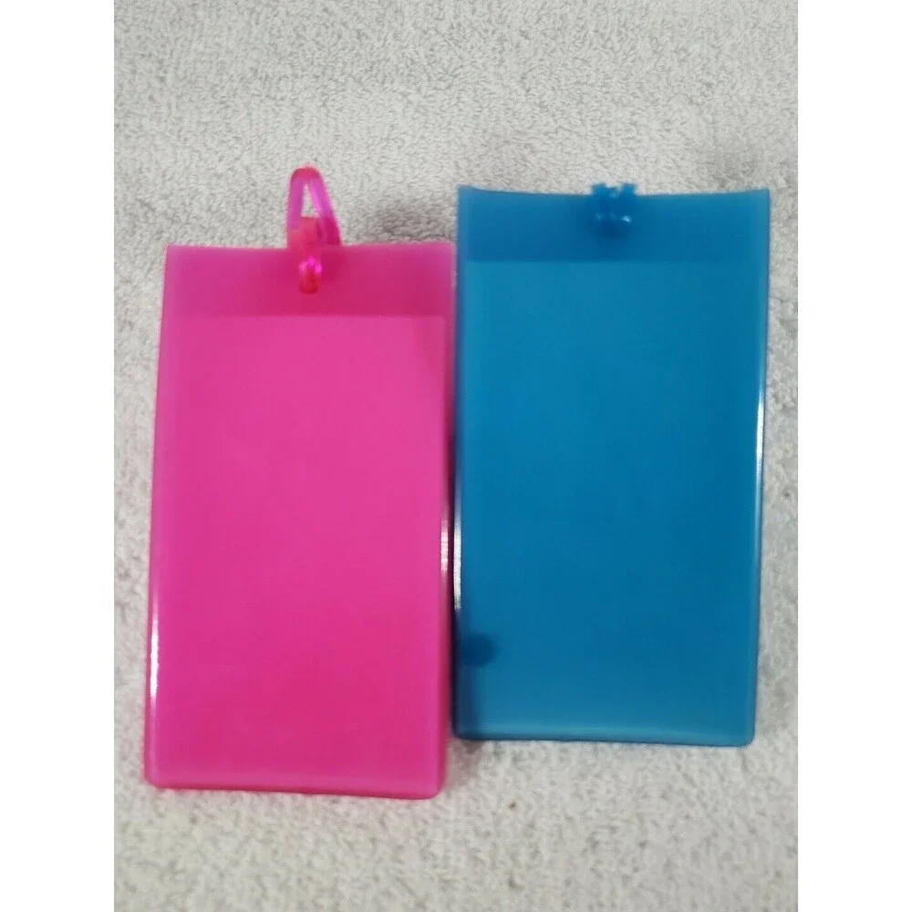 Luggage Tags American Tourister Pink and Blue Jelly with ID Cards Set of 2 NEW